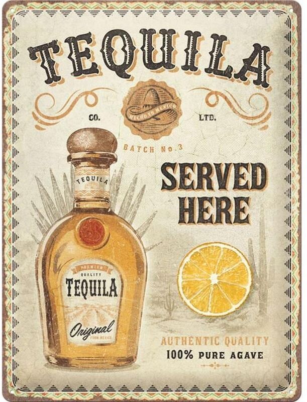 Metallschild "Nostalgic Art Tequila Served Here 30 x 40 cm, Metall", bunt (mehrfarbig), B:30cm H:40cm, Schilder, Metallschild mehrfarbig Einheitsgröße