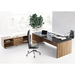Design Schreibtisch mit Glasplatte Lewo 2