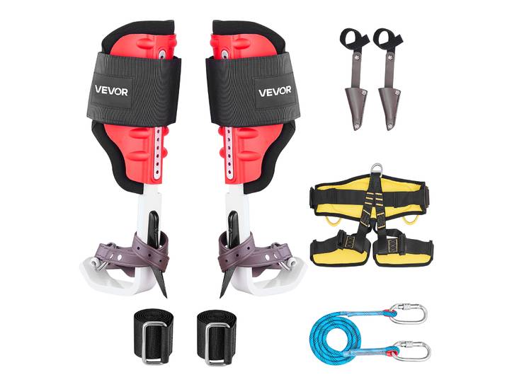 Vevor Griffe Elagage Charge 159 Kg Grimpette Elagage Hauteur Reglable 40-48\,5 Cm Crampons Deescalade Dearbres Eperons Escalade Aluminium Pour Cueillette Fruits\, Avec Sangles Auto-agrippantes\, Harnais