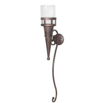 Wandkerzenhalter AMBIENTE HAUS "Wandleuchter mit Glas 57cm", braun (antikbraun), B:10cm H:58cm T:14cm, Eisen, Kerzenhalter