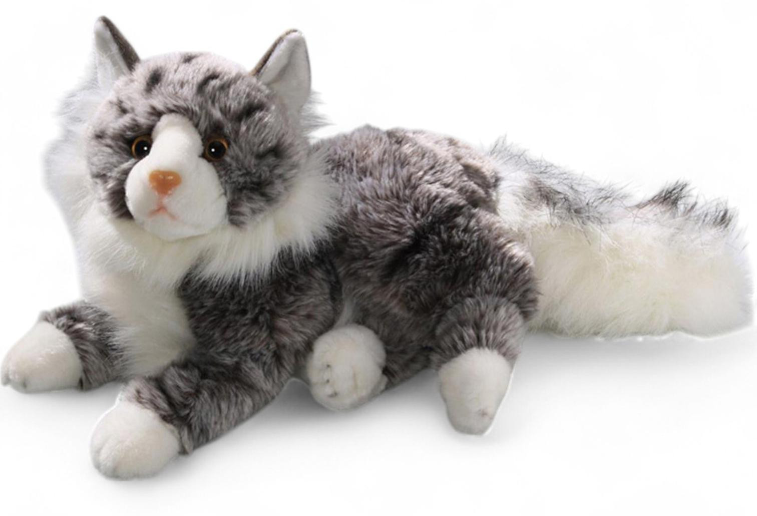 Carl Dick Maine Coon kat knuffel grijs-wit pluche speelgoed 30 cm