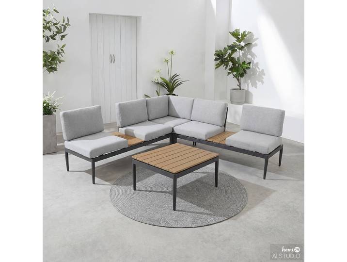 Ensemble lounge Vian - 4 éléments 215 x 75 x 215cm Gris/Gris