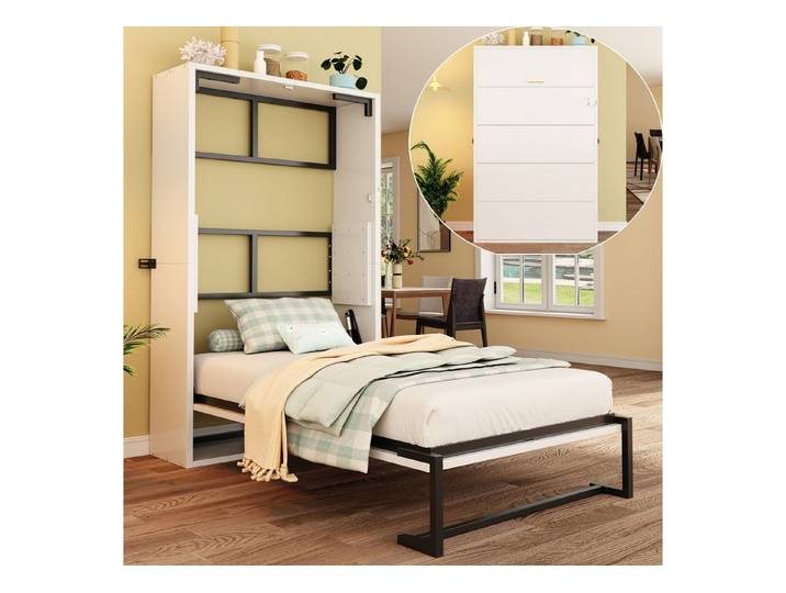 MODFU Funktionsbett Faltbett mit sicherer Verriegelung, Einzelbett Gästebett (leise und stabil konstruiertes multifunktionales Bett für kleine Räume), ohne Matratze