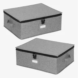 Relaxdays, Aufbewahrungsbox, 2x Geschirraufbewahrungsbox (2x, 34 x 41.50 x 17 cm)