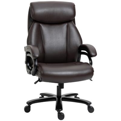 OKWISH Chefsessel Bürostuhl ergonomisch höhenverstellbar Braun 83x72x122cm mit Wippfunktion 360 Grad Rollen Kopfstütze Armlehnen und extra weicher Polsterung
