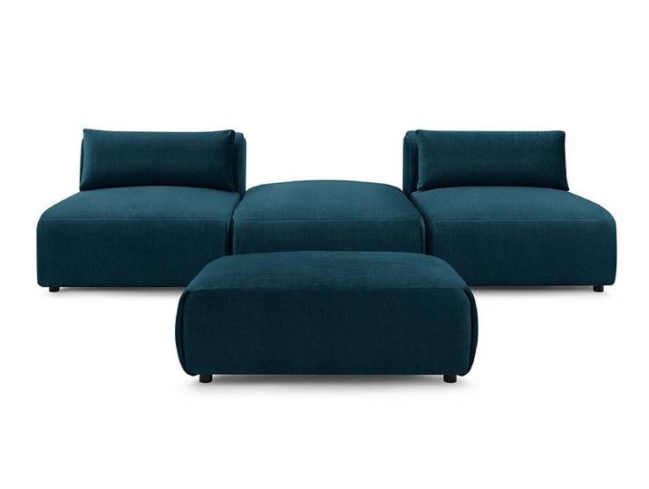 3er Sofa mit Hocker BOBOCHIC JEANNE Samt dunkelblau