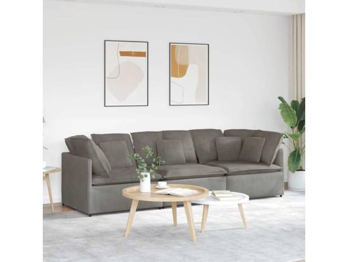 HEFZGDB Modulares Sofa mit Kissen Cordstoff Hellgrau – Elegantes Design mit atmungsaktiver Polsterung und robustem Metallrahmen für vielseitige Sitzlösungen und ultimativen