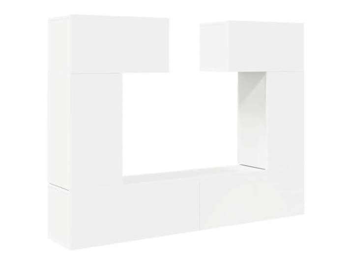 Makastle 6-TLG. TV-Schrank-Set Weiß Holzwerkstoff Wandmontage