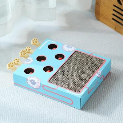 Uplift Essentials 3 In 1 Interactive Whack A Mole Cat Toy And Scratcher blue