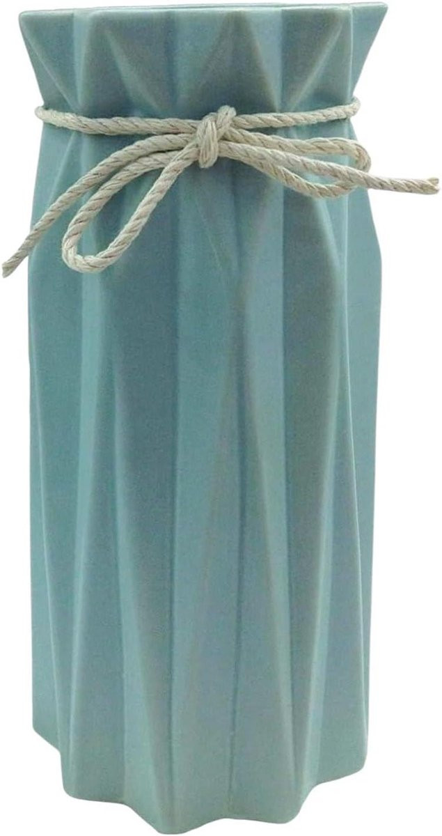 Tafelvaas Origami Blauw - Uniek Design - Hoogte: 24 cm