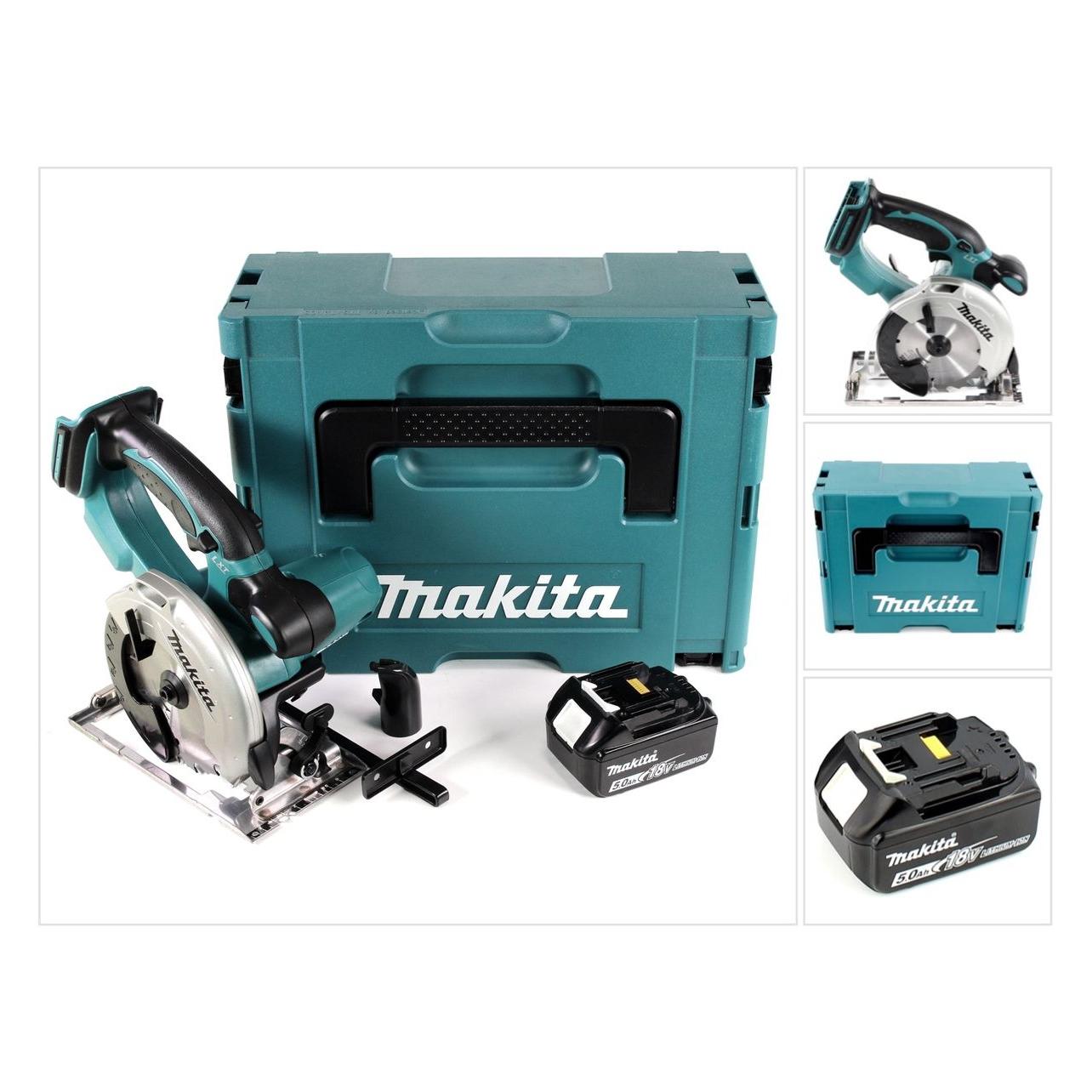 Makita DSS 501 T1J 18V 136 mm Li-ion Akku Handkreissäge im Makpac + 1x 5,0 Ah Akku - ohne Ladegerät (DSS501T1J)