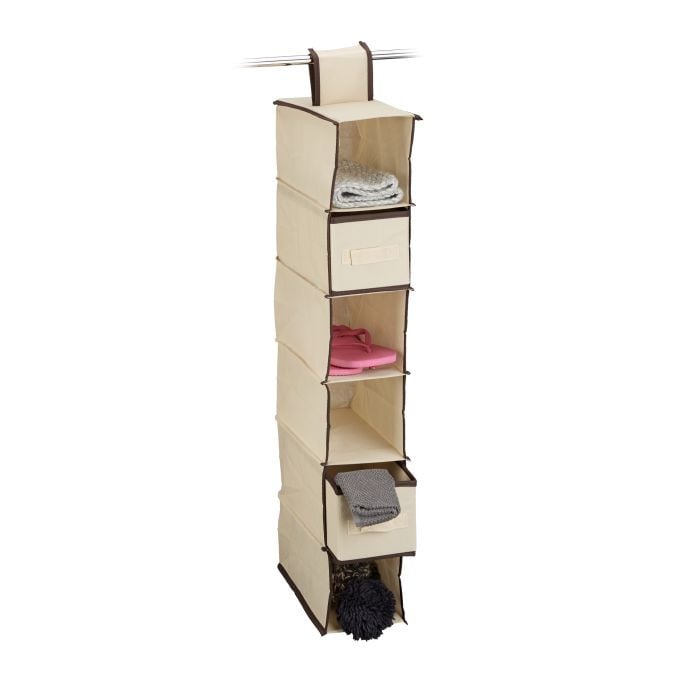 Relaxdays 4-delige hangende organizer van textiel, beige
