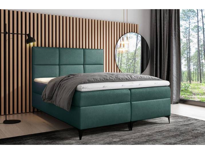 JVmoebel Boxspringbett Hotel Boxspringbett in Grün mit praktischen Schubladen (1-St)