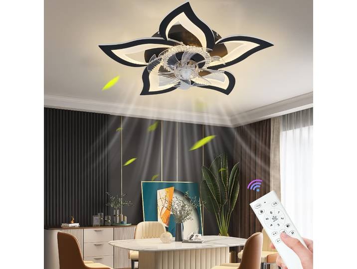 IRALAN ventilateurs de plafond modernes avec lumières LED télécommande interrupteur intelligent Lotus cinq têtes ventilateur de plafond avec lumière appareil ménager