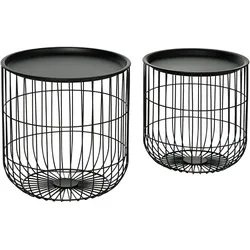 COUCHTISCH-SET rund, Stahl, Schwarz