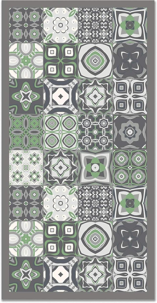 Modern Groen Vinyl Tapijt met Antislip voor Keuken, Woonkamer of Badkamer - 200 x 250 cm