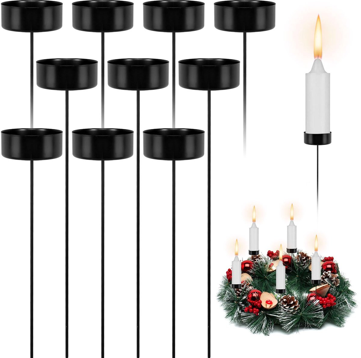 Dailygoods Kandelaar Adventskrans - 10 Stuks - Zwart