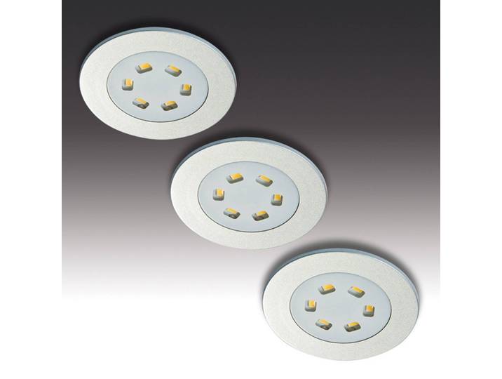 Hera 3er-Set LED-Einbauleuchte R 55, alu / grau / zink, für Küche, Metall, Modern