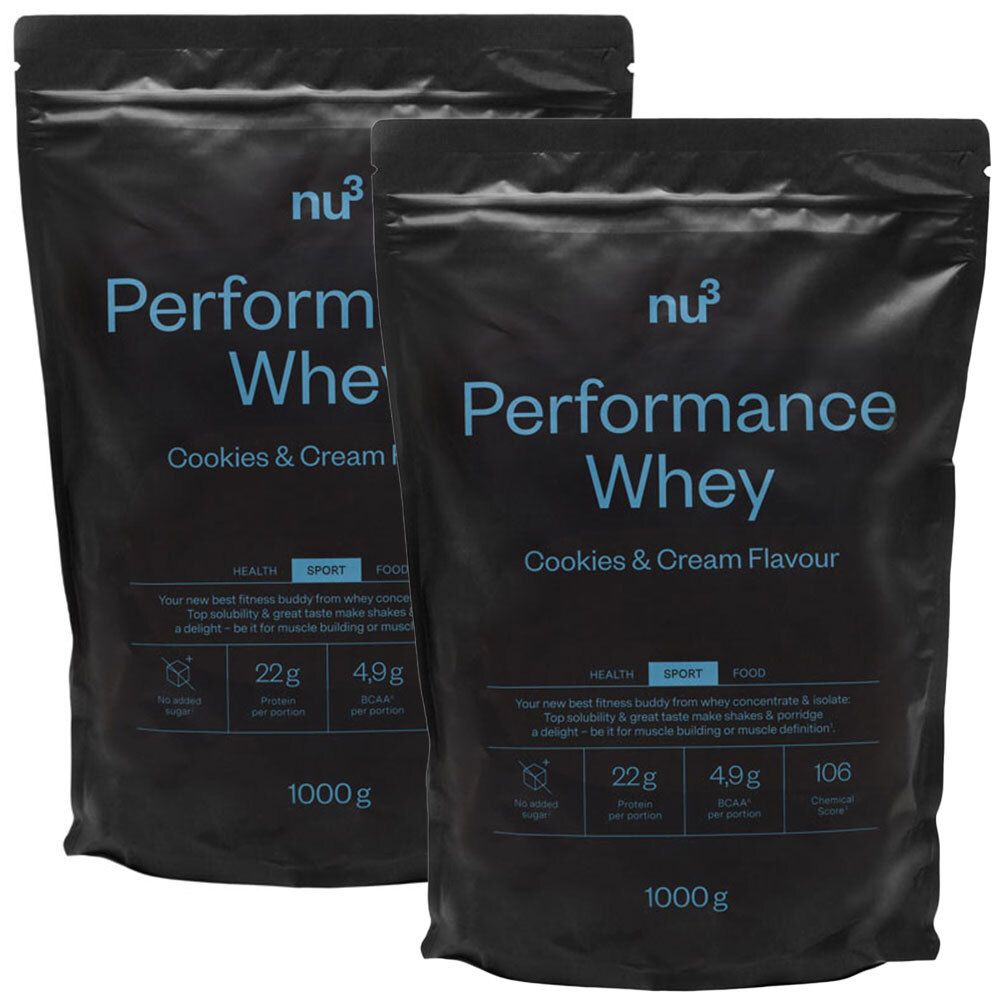 nu3 Performance Whey, Cookies-Cream, Pulver 2x1000 g