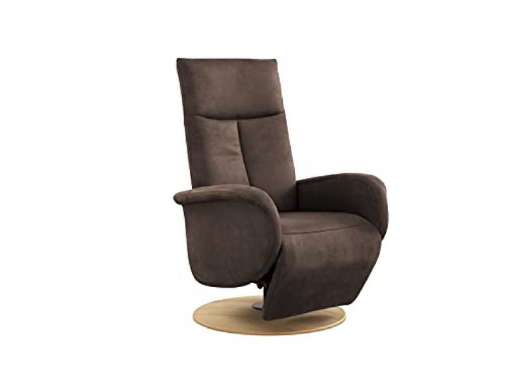 CAVADORE TV-Sessel Juba / Fernsehsessel mit manuell verstellbarer Relaxfunktion / 75 x 112 x 82 / Lederoptik, Dunkelbraun