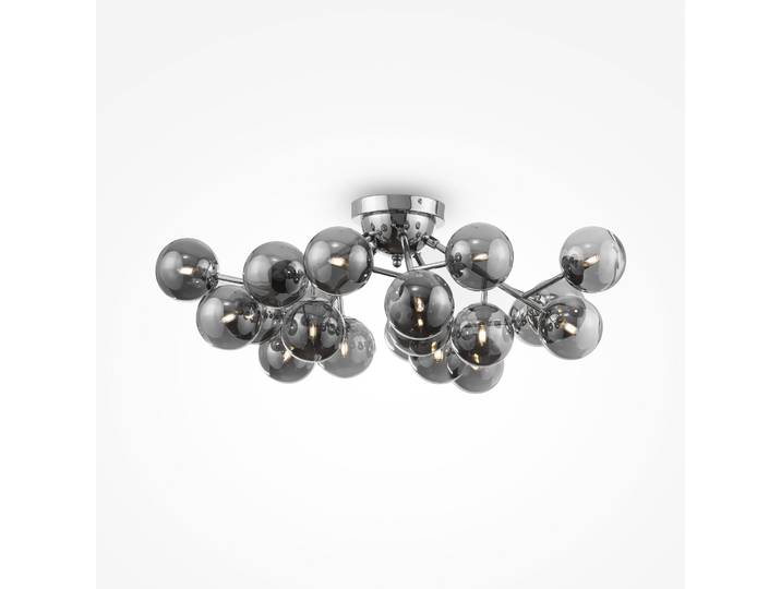 Plafonnier\, métal verre\, chrome fumé\, D 75 cm