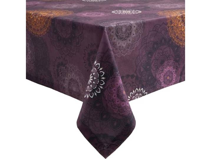 Erwin Müller Tischdecke Mandala aubergine Größe 130x170 cm - robuste, strapazierfähige Qualität, pflegeleicht, samtige Oberfläche
