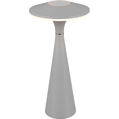 REALITY LEUCHTEN LED Tischleuchte "TORREZ", grau, 1, Ø 14cm H: 28,5cm, 1 Stk., Leuchten, in-Outdoor Akku Tischlampe mit USB-C, dimmbar, Lichtfarbe einstellbar, LED Tischleuchte