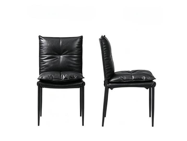 Chaise de salle à manger – Lot de 2 – Design moderne – Noir – Dossier haut