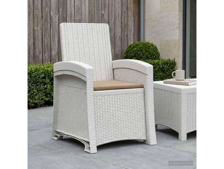 HPUYRFG Verstellbarer Liegesessel Garten Rattan-Optik Weiß Taupe PP 3-fach verstellbar, wetterbeständig, pflegeleicht, für Terrasse und Balkon