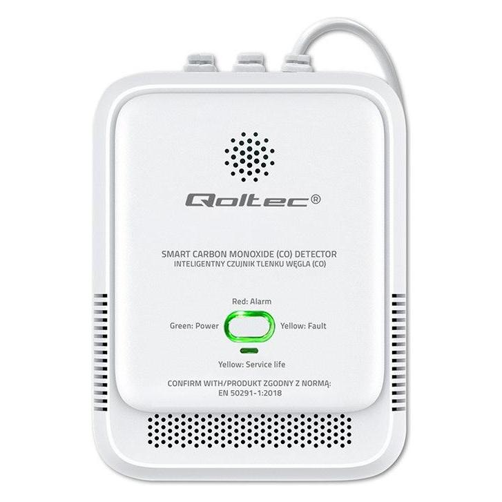 Qoltec Certyfikowany Czujnik tlenku węgla (czadu) | detektor CO | alarm 85dB | LED (52576)