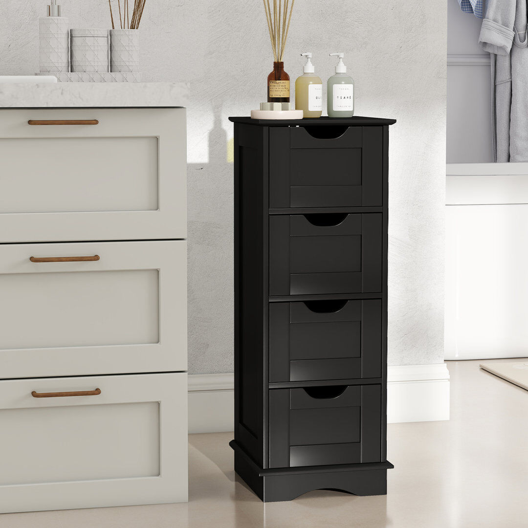 17 Stories Freestanding Linen Cabinet Black 82cm H X 30cm W X 30cm D