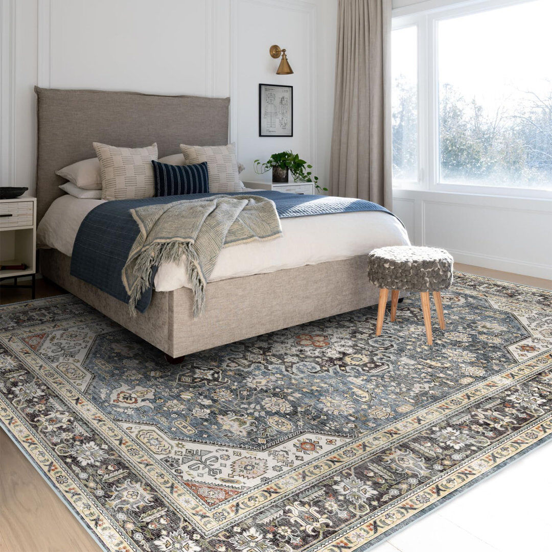 Bloomsbury Market Floral Area Rug Gray Rectangle 200 x 290 cm