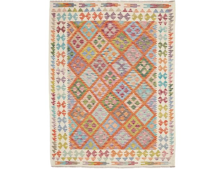 Kelim Afghan Teppich 153x201 Handgewebt Orientteppich Wolle