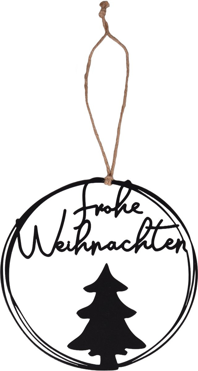 UNUS® Decoratieve ronde metalen kersthanger Fröhliche Weihnachten