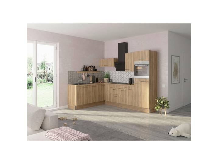 Optifit Eckküche, Eiche, 3 Schublade(n) Schubladen, L-Form, nur wie online abgebildet bestellbar, 270x200 cm, DIN EN ISO 9001, Made in Germany, DIN EN ISO 14001, DIN EN ISO 50001, Zusatzausstattung erhältlich, höhenverstellbare Füße, Küchen, Eckküchen, Eckküchen ohne Geräte