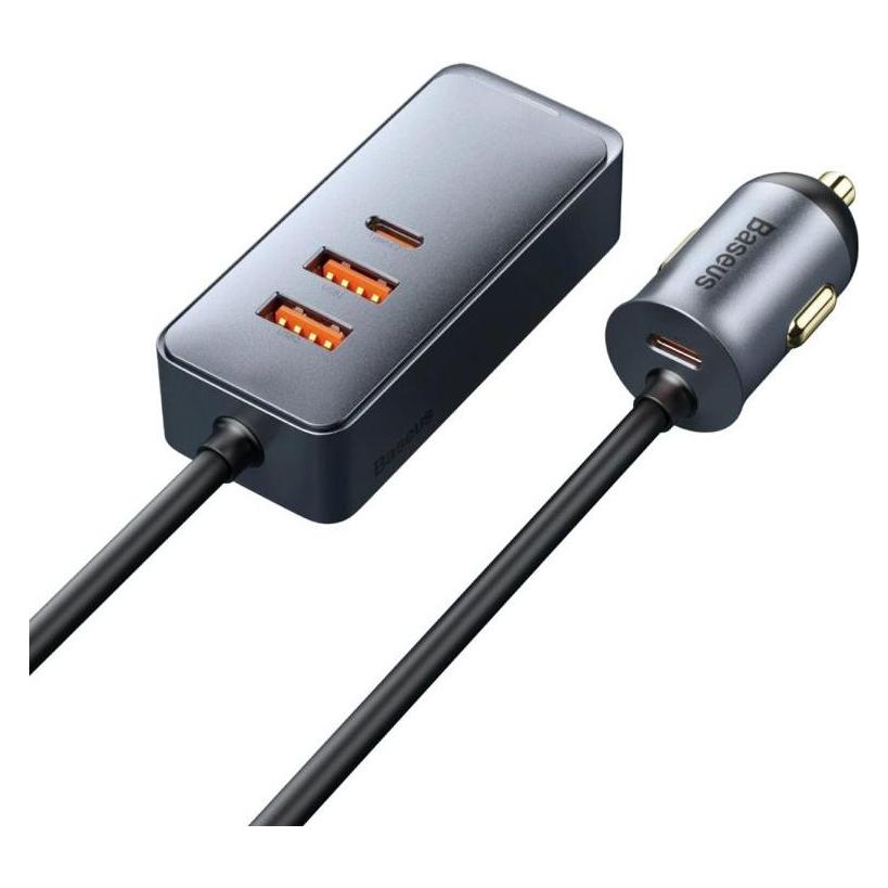 Baseus Ładowarka samochodowa Share Together 120W wieloportowa 2x USB-A + 2x USB-C - szara (6932172669416)