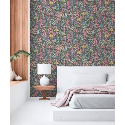 Vliestapete A.S. CRÉATION "Aquarell Dreams Blümchen-Tapete Mustertapete Blumen Blumen", bunt (bunt,schwarz,pink), B:0,53m H:0,02m L:10,05m, Vlies, Tapeten, Vliestapete Blumen für Schlafzimmer Küche Wohnzimmer Blümchen Design