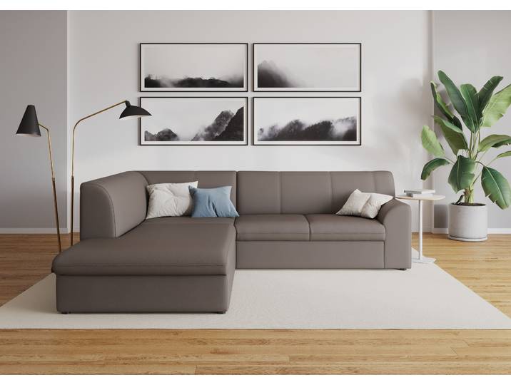 DOMO collection Topper zeitlos elegant, kompakte StellmasseL-Form mit Ottomane, wahlweise mit Schlaffunktion