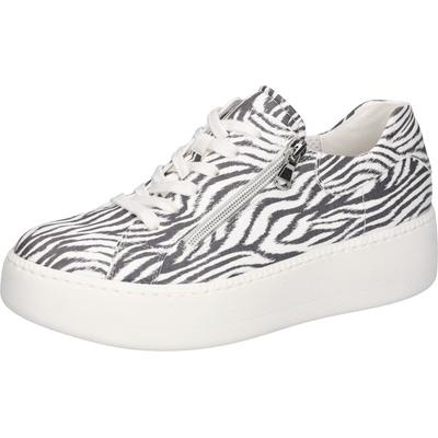 Plateausneaker WALDLÄUFER, Damen, Gr. 6,5, Textil, schwarz-weiß (schwarz, weiß), Schuhe Plateausneaker, Schnürschuh, Halbschuh, Freizeitsneaker in trendiger Optik
