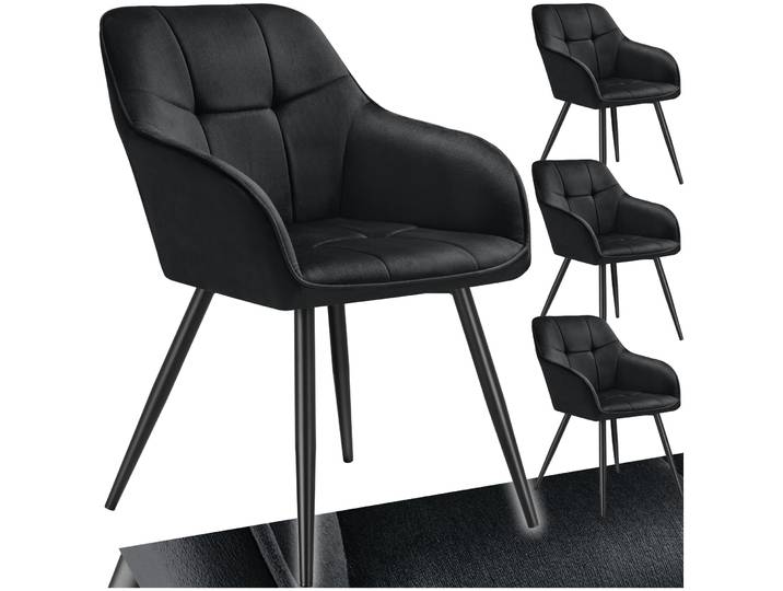 Stuhl Marilyn, Samtoptik, gesteppt - schwarz/schwarz, 4er Set