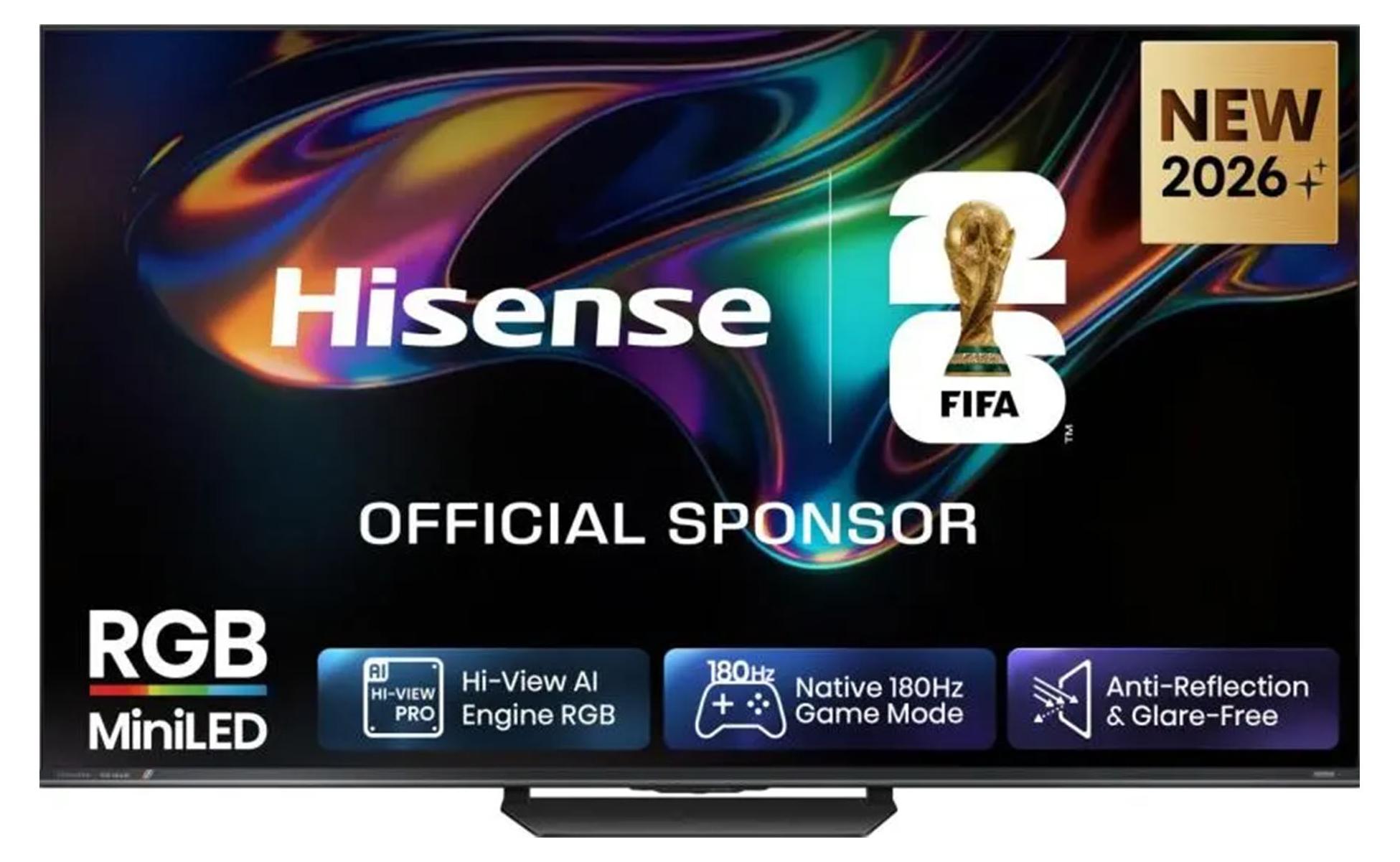 Hisense 100 '' UR8DS | RGB MiniLED Smart TV 4K 180 Hz, 2,54 m (100"), 3840 x 2160 Pixel, RGB-Mini LED, Smart-TV, WLAN, Schwarz