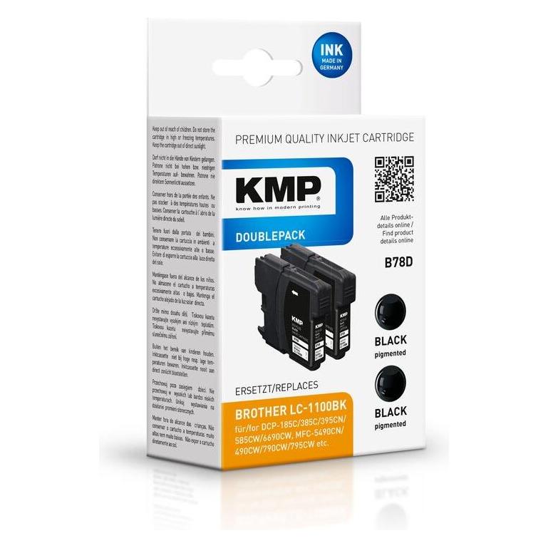 KMP DOUBLEPACK B78D - 2er-Pack - 12.7 ml - Schwarz  - wiederaufbereitet (BK) (1522,4821)