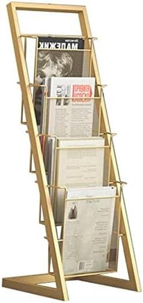 Tijdschriftenstandaard Brochurehouder Boekenrek A4 Formaat Goud