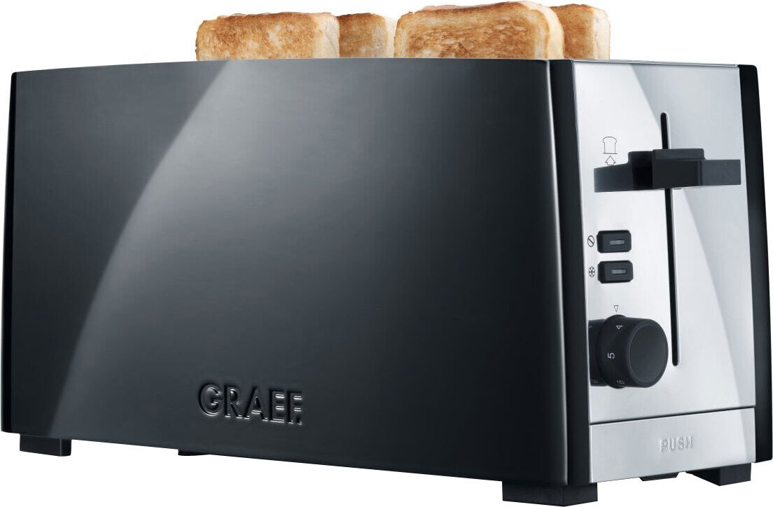 Graef TO 102, 4 Scheibe(n), Schwarz, Aluminium, Edelstahl, Tasten, Drehregler, 1380 W, 230 V