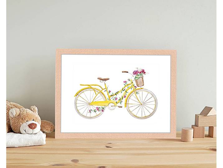 Tableau déco Yellow Bicycle 33 x 43cm Multicolore