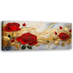 WANDBILD rosen goldblumen marmorhintergrund