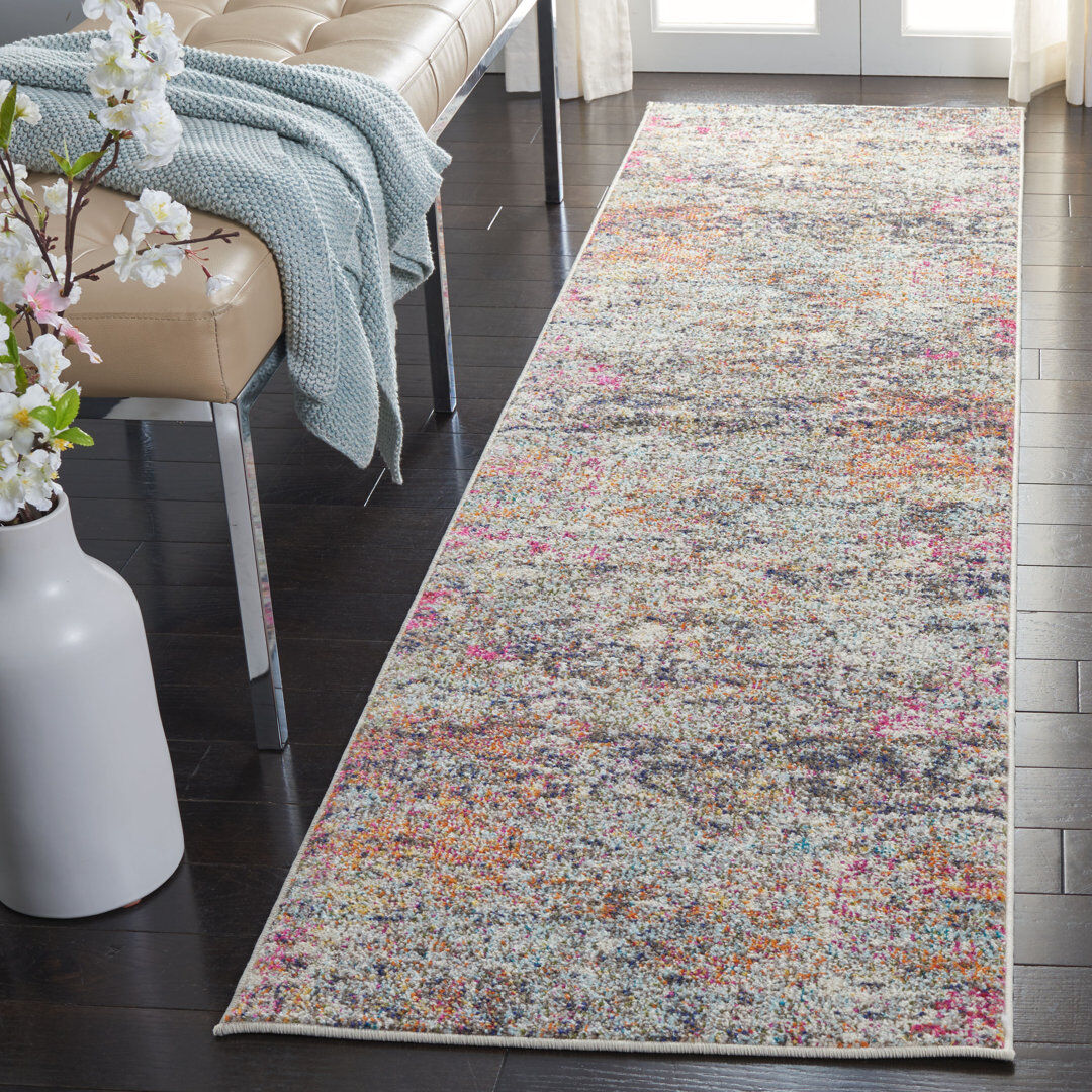 Rio Adelita Abstract Area Rug Black Runner 66 x 244 cm