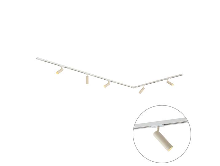Système de rail moderne avec 5 spots blanc et beige monophasé