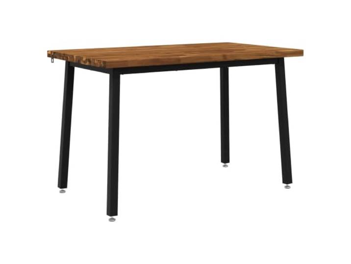 Tmriohed Esstisch 120x70x75 cm Massivholz Akazie Küchentisch Schwarz Robuste Platte mit Stahlgestell für Küche und Esszimmer, verstellbare Füße bieten festen Halt auf unebenen Böden.