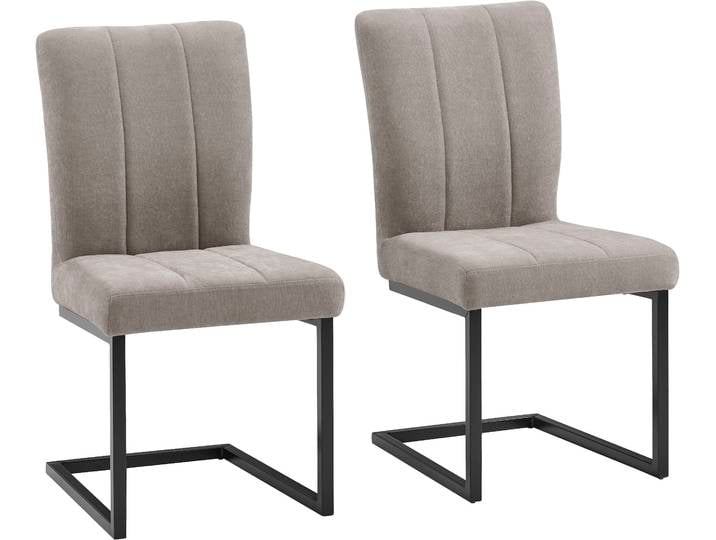 Freischwinger OTTO HOME Hennia , hellgrau, schwarz, B:48cm H:91cm T:62cm, Polyester, Stühle, Freischwinger, mit weichem Chenillebezug, Ziernähten, schwarzes Metallgestell